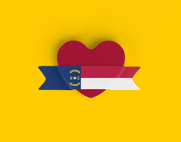 North Carolina Flag Heart Banner