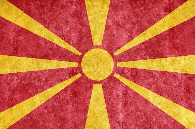 Free photo north macedonia metallic flag, textured flag, grunge flag