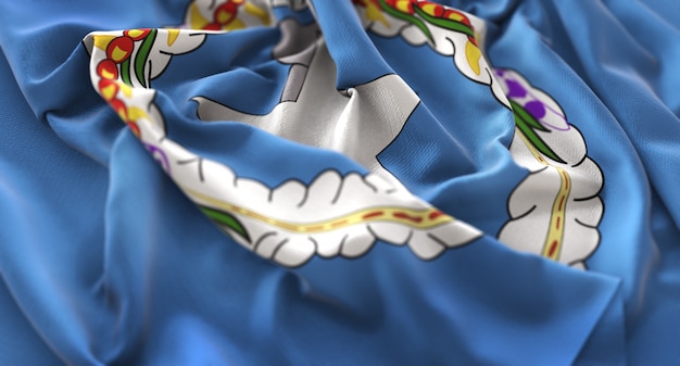 Free photo northern mariana islands flag ruffled beautifully waving macro close-up shot