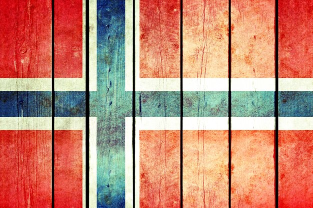 ノルウェーの木製の旗。