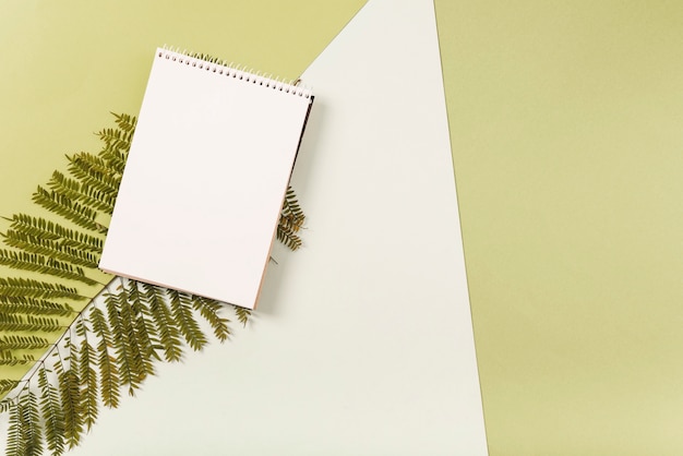 Free photo notebook on fern twig