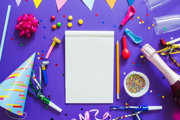 Free photo notebook and party decorations