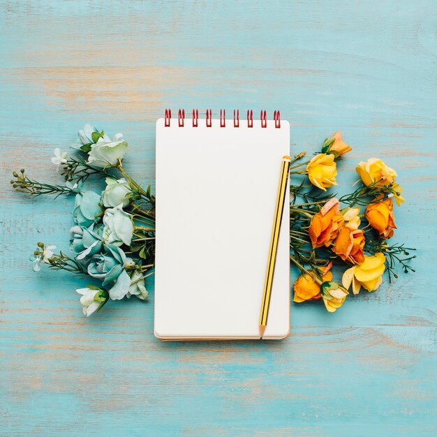 Notebook with beautiful flowers.