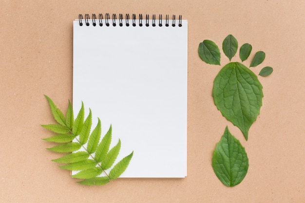 Notebook with leaves