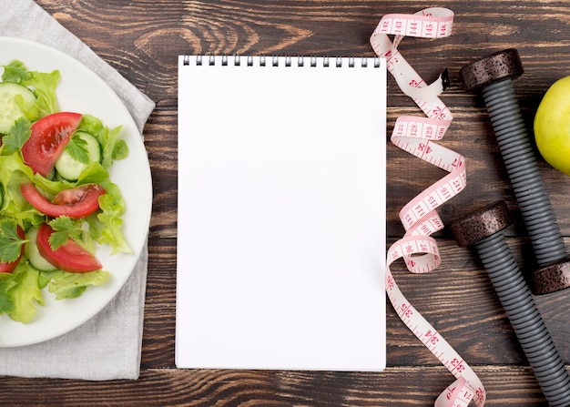 Notebook on wooden background