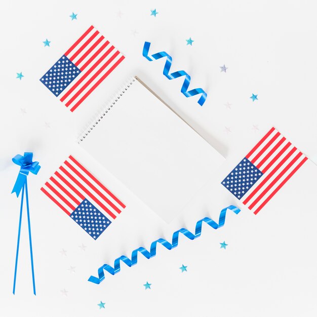 Notepad small American flags and holiday decoration