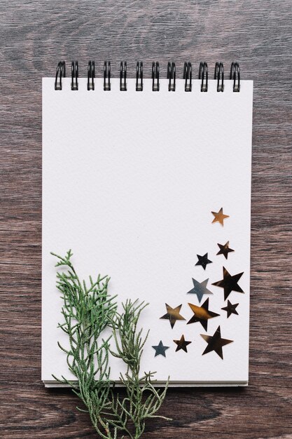 Notepad with star spangles on table 