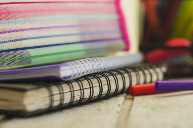 Notepads on table in close-up