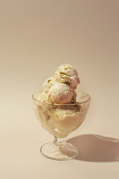 Nougat ice cream in glass cup