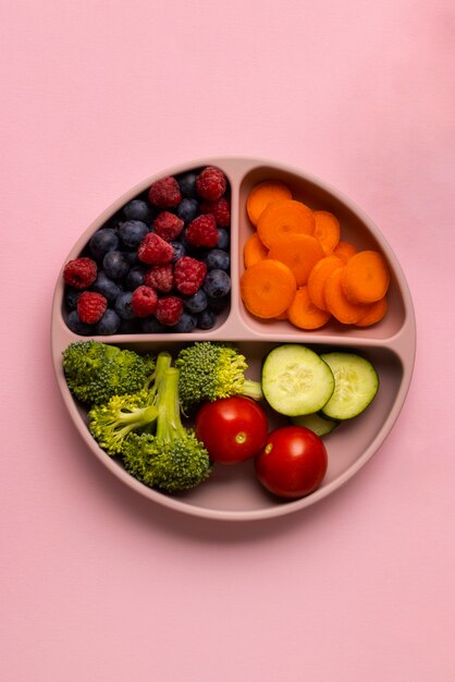 Nourishing children's food assortment top view