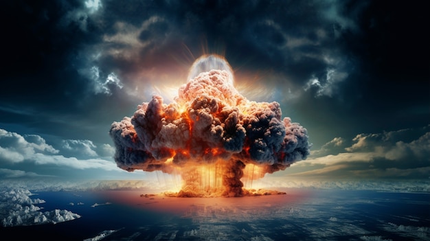 Esplosione apocalittica di una bomba nucleare