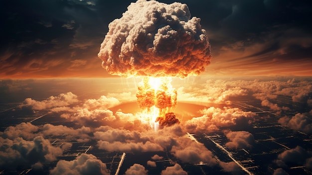 Foto gratuita esplosione apocalittica di una bomba nucleare