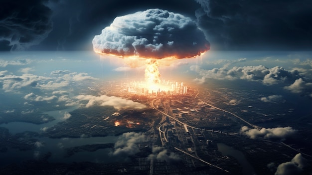 Foto gratuita esplosione apocalittica di una bomba nucleare