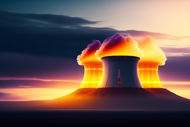 Foto gratuita una centrale nucleare da cui esce del fumo.