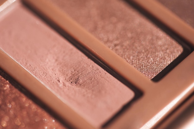 Nude make up palette closeup. selective focus.