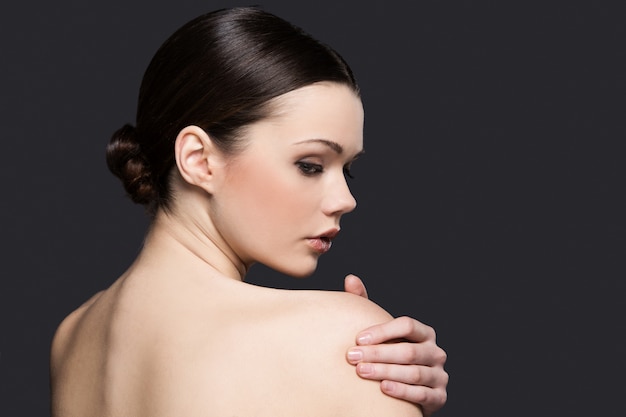Nude woman portrait for skincare concept