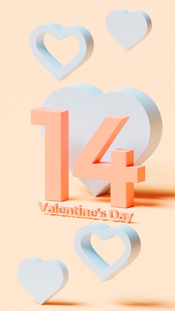 Foto gratuita numero 14 per san valentino con cuori 3d