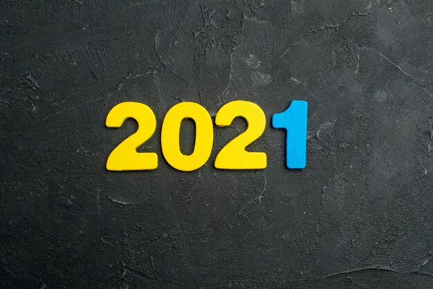 Number 2021 over concrete surface. New year
