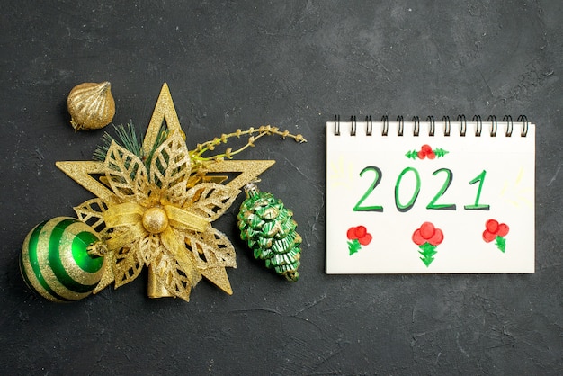 Free photo number 2021 on notebook, new year