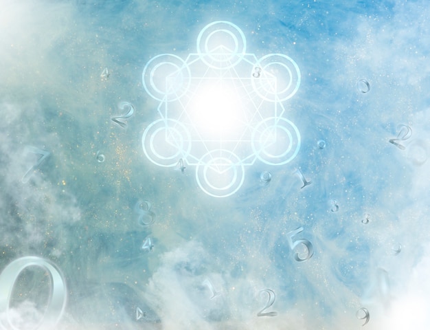 Numerology concept with blue light