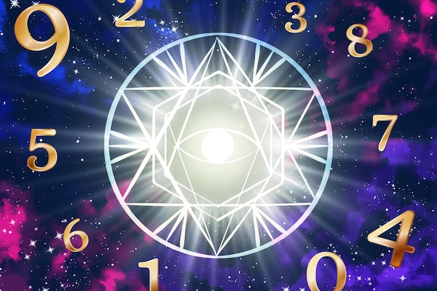numerology concept with bright light