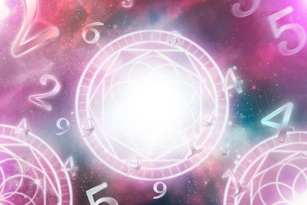 Concetto di numerologia con luce intensa