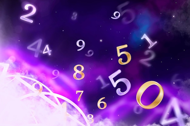 numerology concept with colorful light