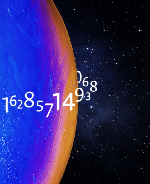 カラフルな惑星と数秘術の概念