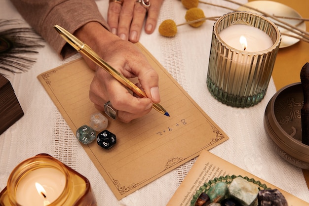 Foto gratuita concetto di numerologia con la scrittura a mano su carta