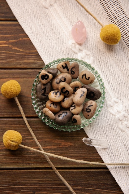 Free photo numerology concept with pebbles