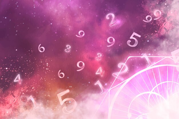 numerology concept with pink light