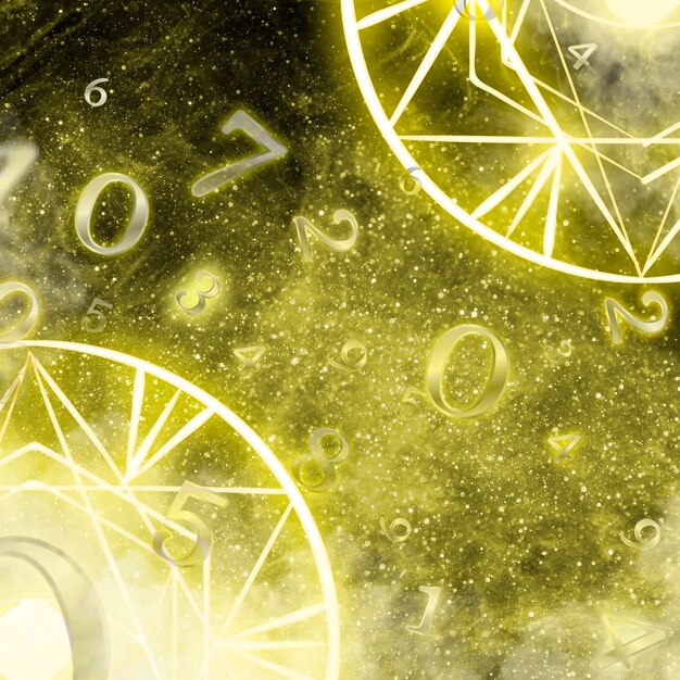 Numerology concept with yellow light