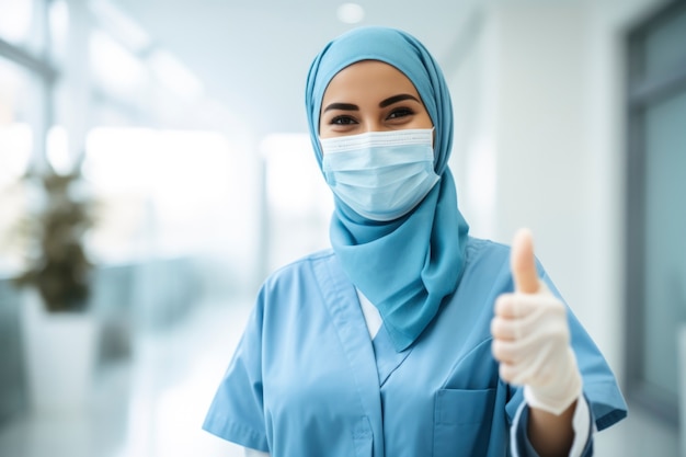 Foto gratuita infermiera in ritratto hijab in ospedale