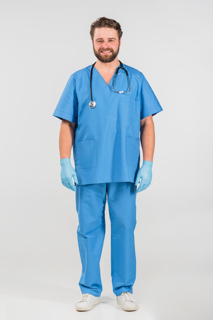 Free Photo nurse man standing and smiling