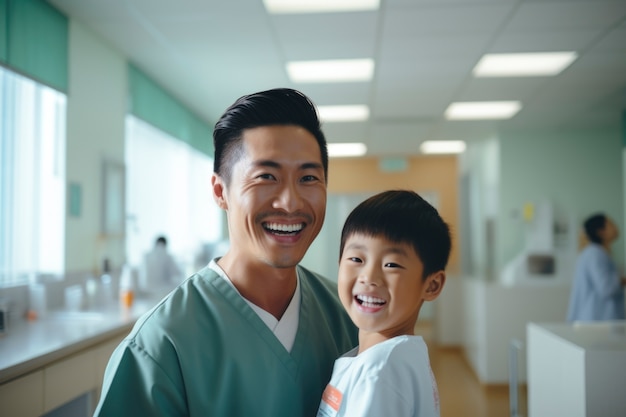 Free photo nurse portrait in hospital with kid