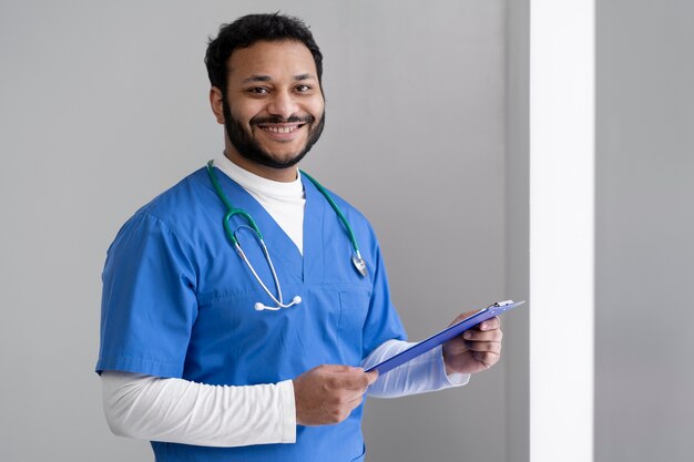 Nurse preparing for consult