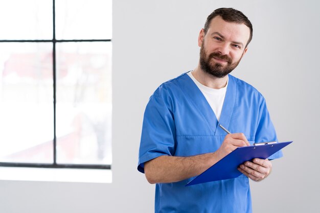 Nurse preparing for consult