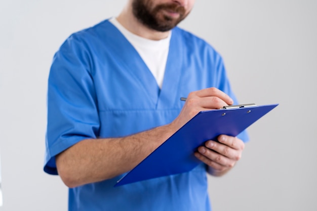 Nurse preparing for consult