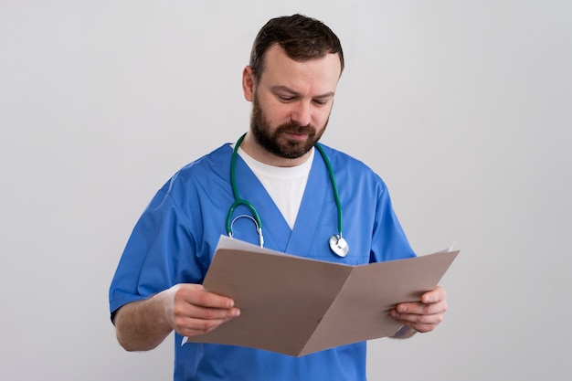 Nurse preparing for consult