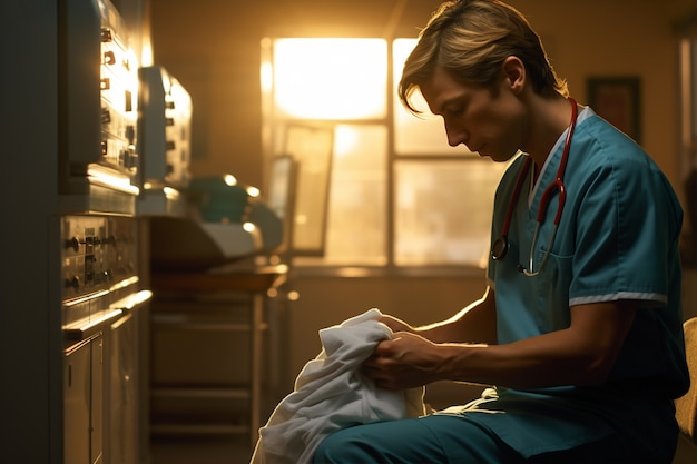 Free photo nurse preparing for their shift