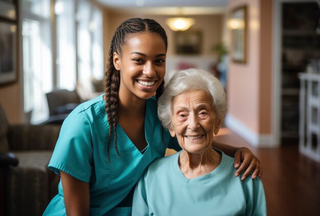 Nurse taking care of elderly patient