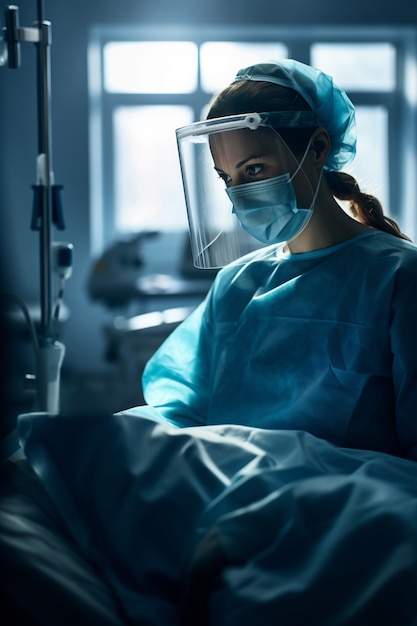 Nurse working at the hospital in scrubs