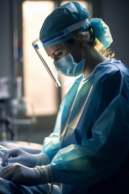 Nurse working at the hospital in scrubs