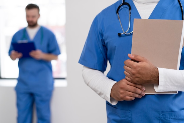 Nurses getting ready for work day