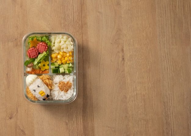 栄養価の高いかわいい子供向け食品の上面図