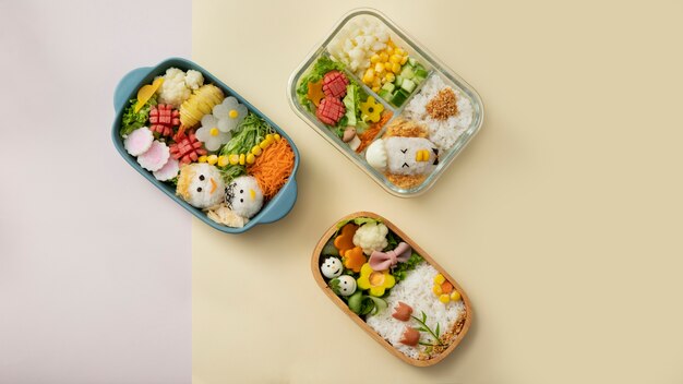 nutritious cute children's menu flat lay