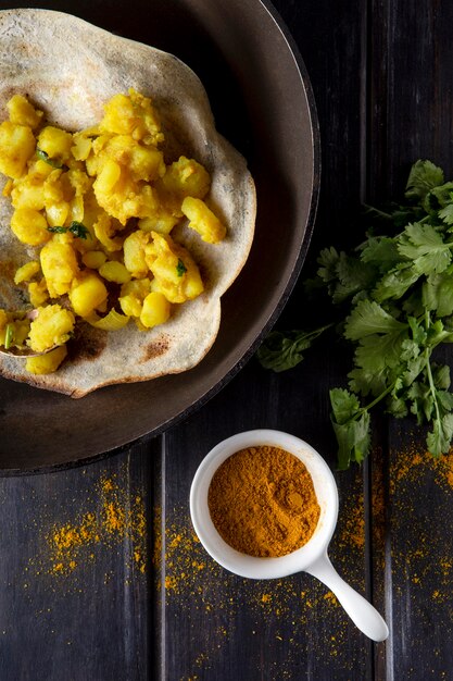 Nutritious indian dosa arrangement