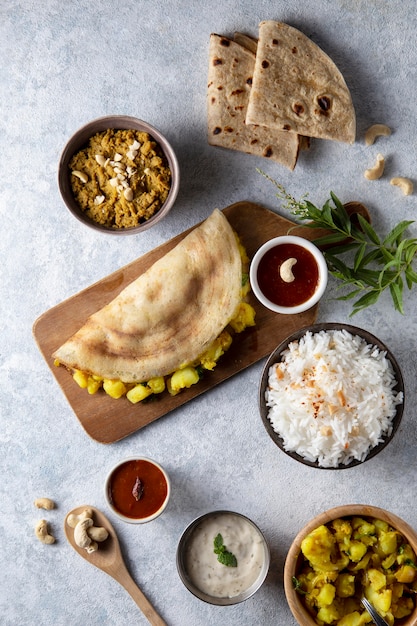 Nutritious indian dosa assortment