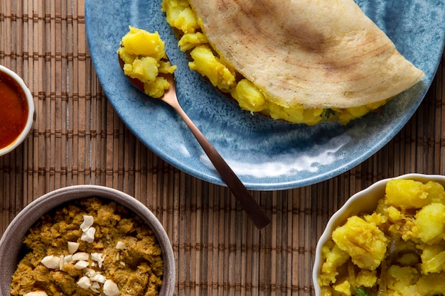 Nutritious indian dosa assortment