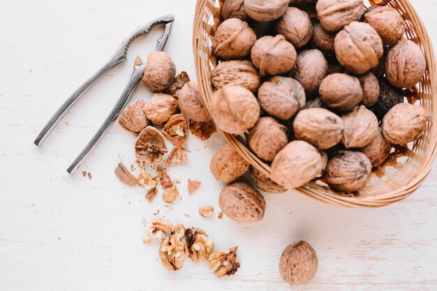 Nuts in composition on table